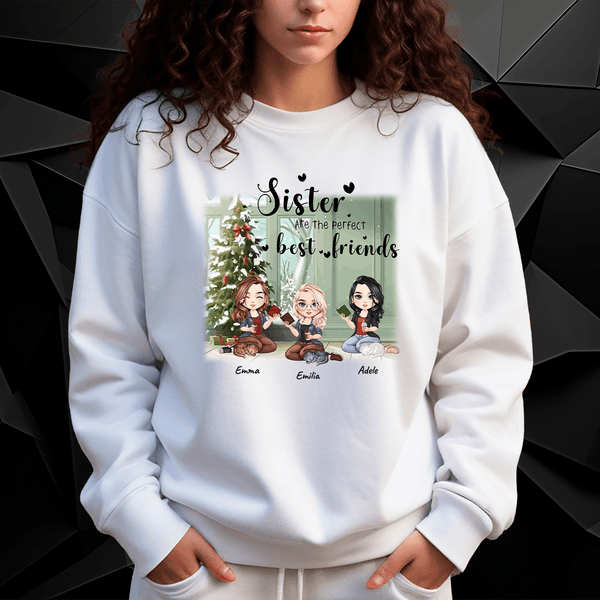 Personalisiertes Damen - Sweatshirt mit eigenem Aufdruck SCHWESTERN ZU WEIHNACHTEN - Geschenk für Schwester - Adamell.de