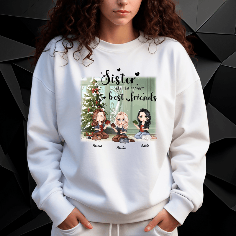 Personalisiertes Damen - Sweatshirt mit eigenem Aufdruck SCHWESTERN ZU WEIHNACHTEN - Geschenk für Schwester - Adamell.de