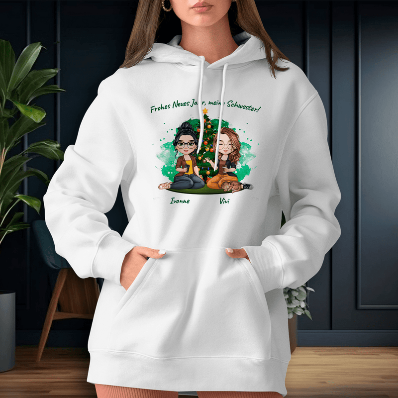 Personalisiertes Damen - Sweatshirt mit eigenem Aufdruck WÜNSCHE FÜR SCHWESTER - Geschenk für Schwester - Adamell.de