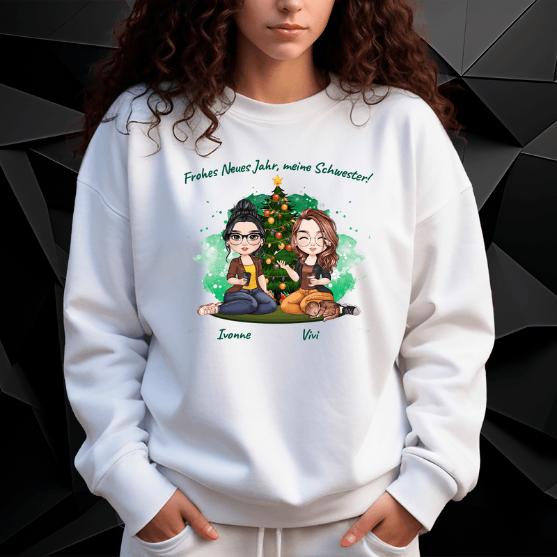 Personalisiertes Damen - Sweatshirt mit eigenem Aufdruck WÜNSCHE FÜR SCHWESTER - Geschenk für Schwester - Adamell.de