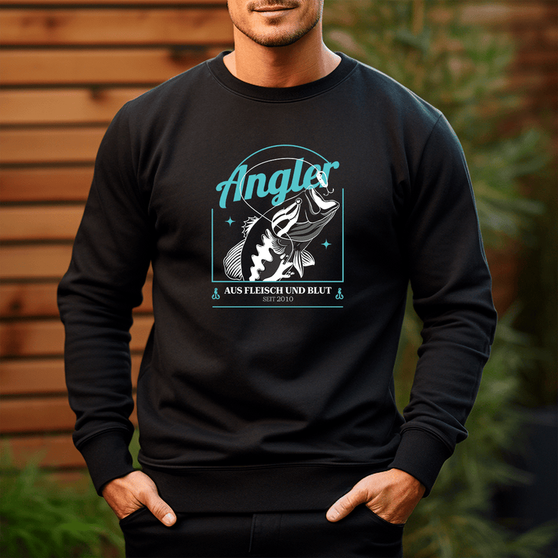 Personalisiertes Herren - Sweatshirt mit eigenem Aufdruck ANGLER - Geschenk für Mann - Adamell.de