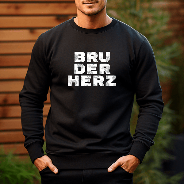 Personalisiertes Herren - Sweatshirt mit eigenem Aufdruck BRUDERHERZ - Geschenk für Bruder - Adamell.de