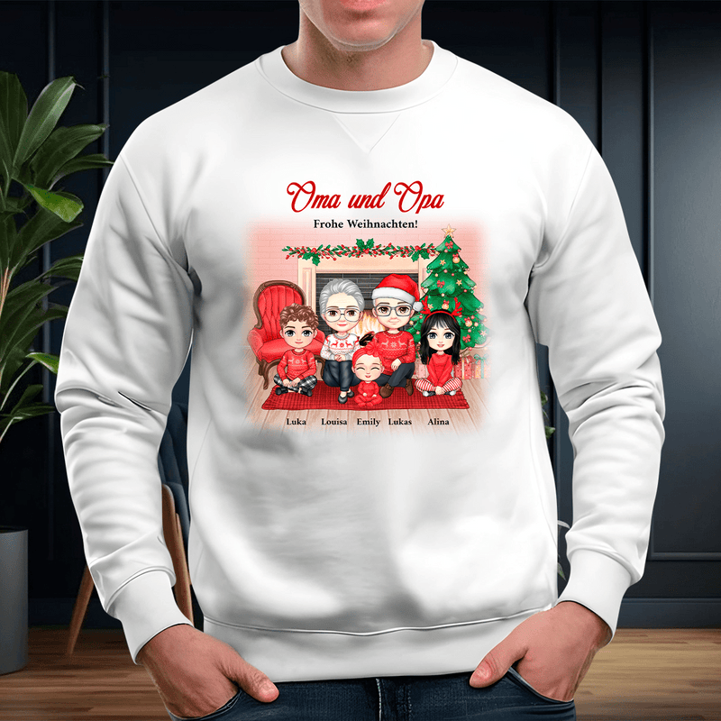 Personalisiertes Herren Sweatshirt mit eigenem Aufdruck GROSSELTERN AN WEIHNACHTEN - Geschenk für Großeltern - Adamell.de