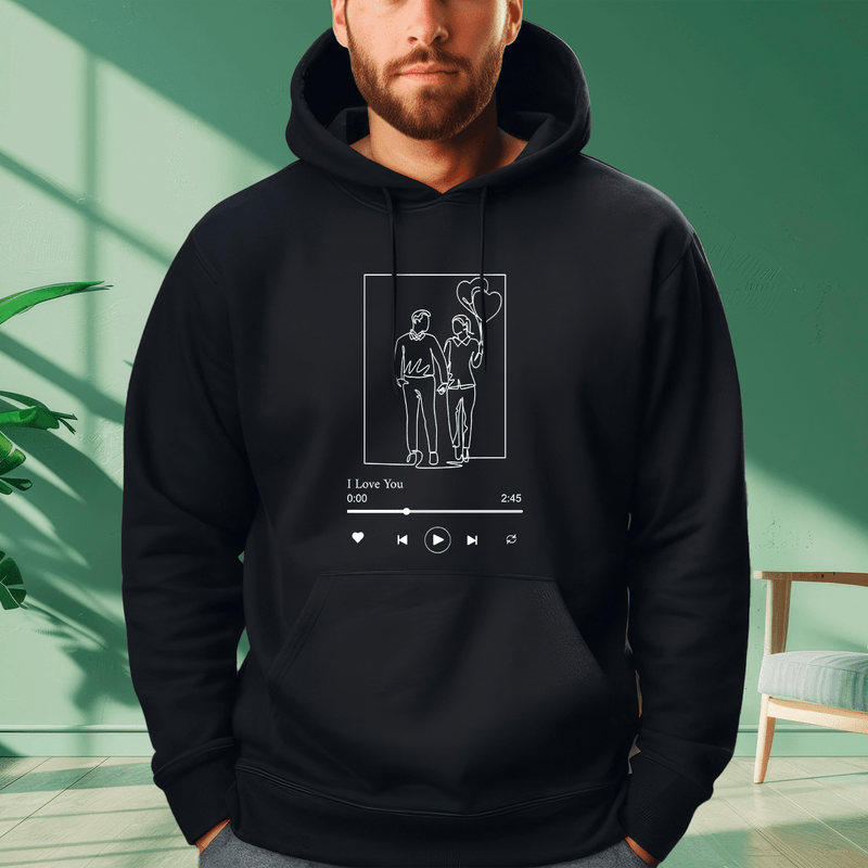 Personalisiertes Herren - Sweatshirt mit eigenem Aufdruck I LOVE YOU - Geschenk für Mann - Adamell.de