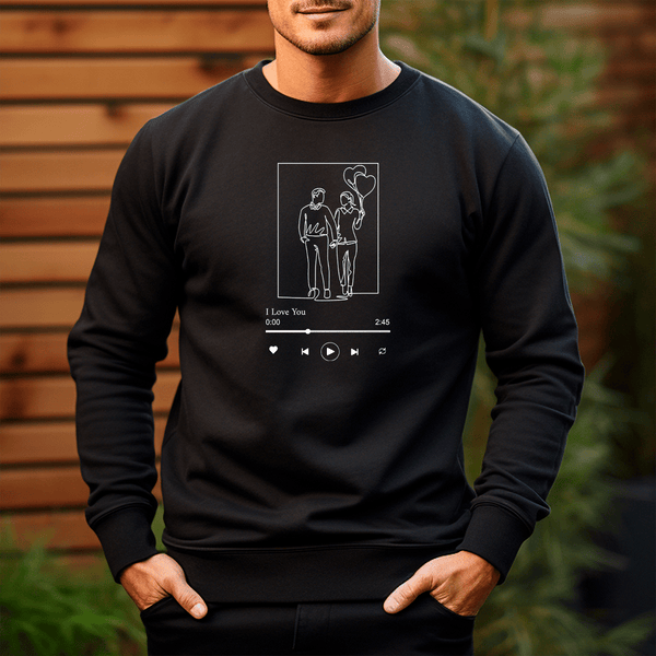 Personalisiertes Herren - Sweatshirt mit eigenem Aufdruck I LOVE YOU - Geschenk für Mann - Adamell.de