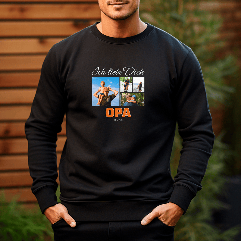 Personalisiertes Herren - Sweatshirt mit eigenem Aufdruck SUPER OPA - Geschenk für Opa - Adamell.de