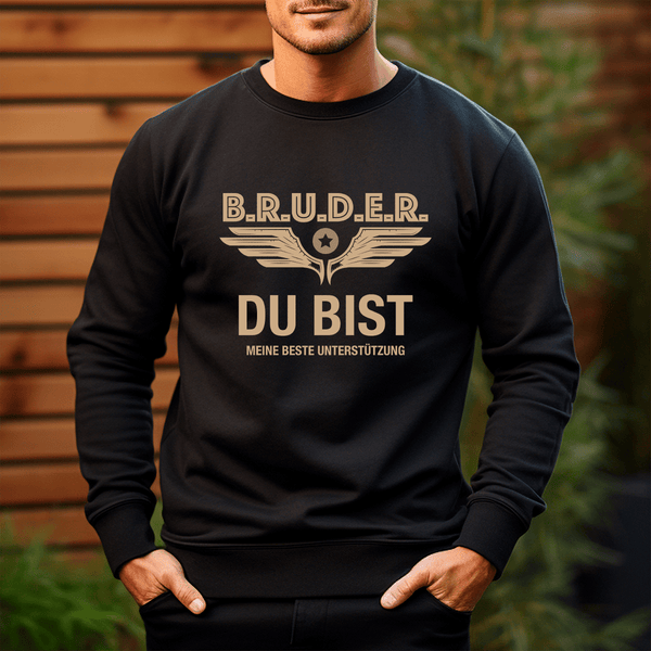 Personalisiertes Herren - Sweatshirt mit eigenem Aufdruck UNTERSTÜTZUNG - Geschenk für Bruder - Adamell.de