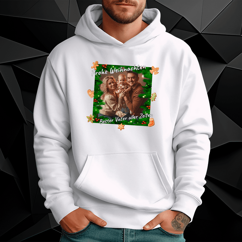 Personalisiertes Herren Sweatshirt mit eigenem Aufdruck WEIHNACHTSFOTO - Geschenk für Papa - Adamell.de