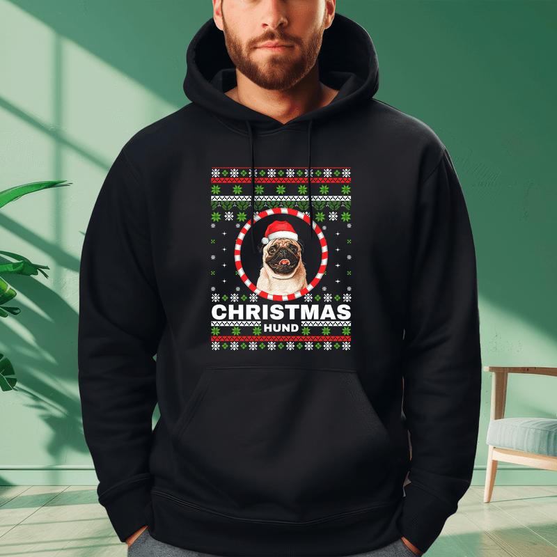 Personalisiertes Herren Sweatshirt mit eigenem Aufdruck WEIHNACHTSHUND - Geschenk für Hundeliebhaber - Adamell.de