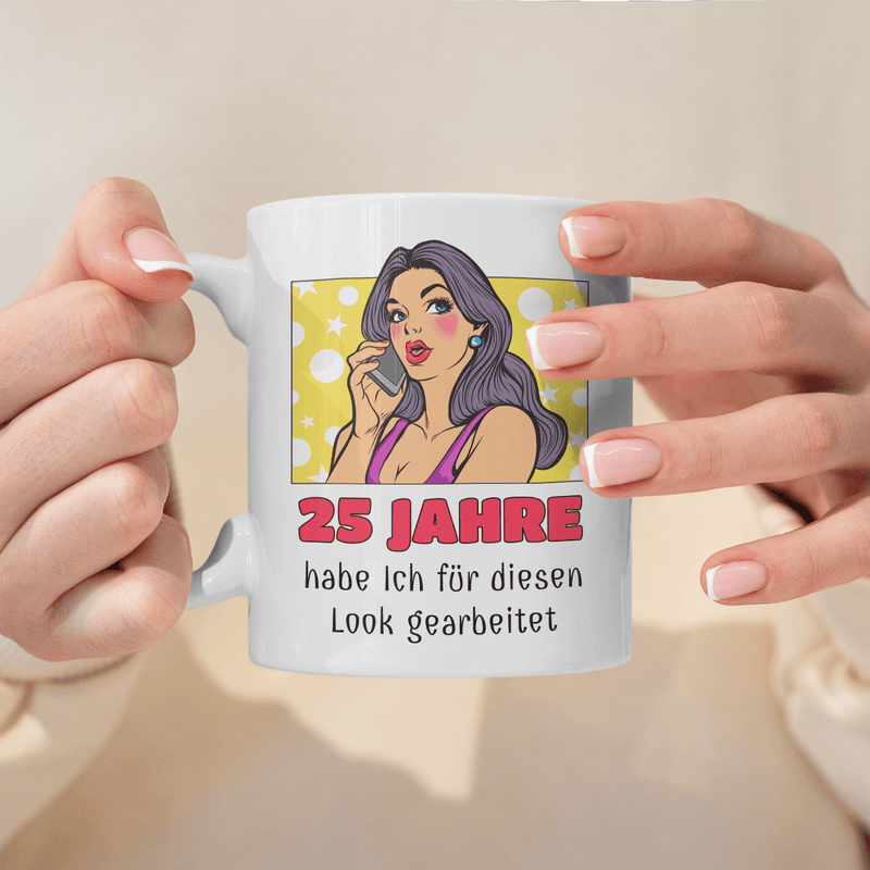 Pop - Art 25. Geburtstag - 1x bedruckte Tasse, personalisiertes Geschenk für Frau - Adamell.de