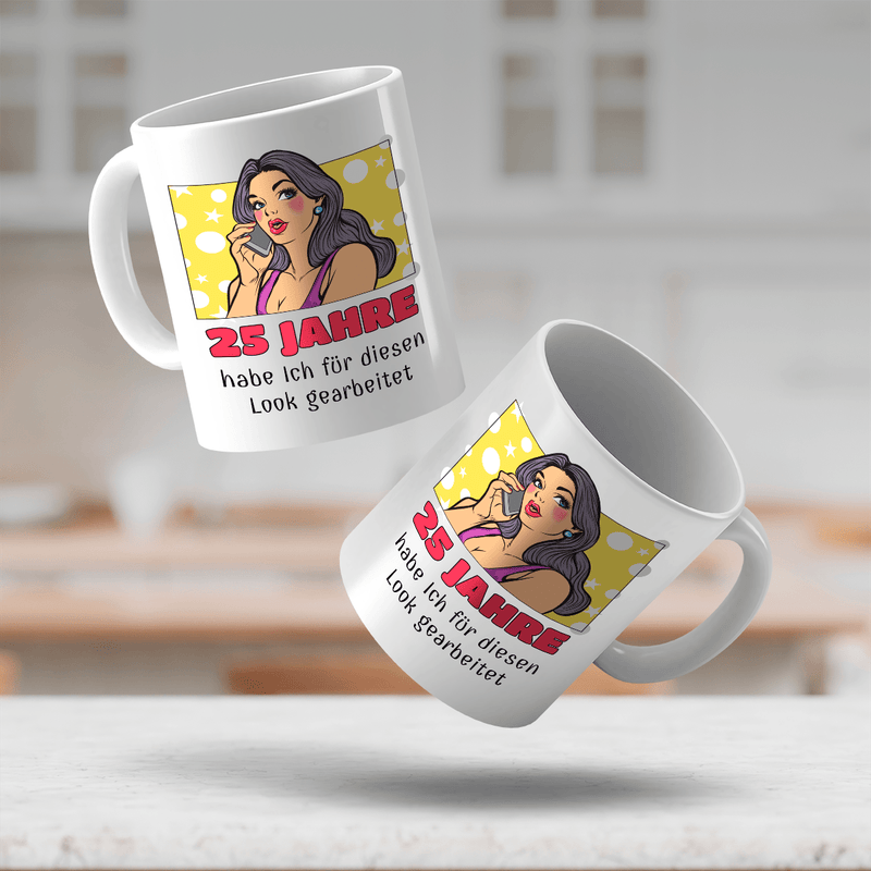 Pop - Art 25. Geburtstag - 1x bedruckte Tasse, personalisiertes Geschenk für Frau - Adamell.de