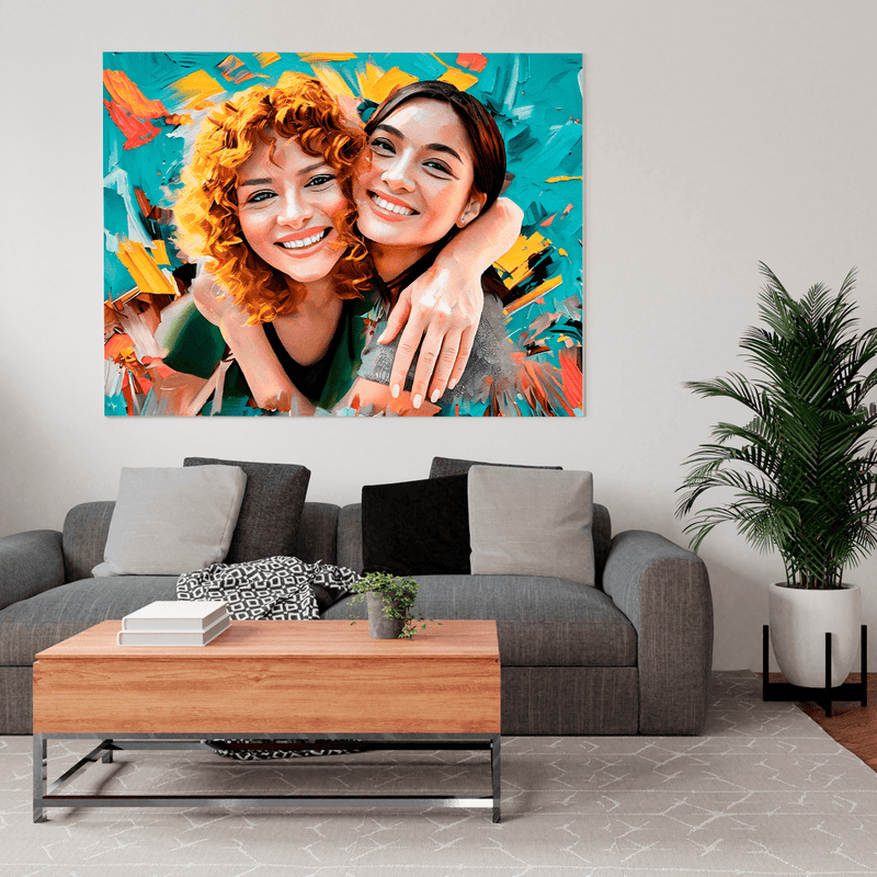 Porträt der besten Freundin - Druck auf Leinwand, personalisiertes Geschenk für Freundin - Adamell.de