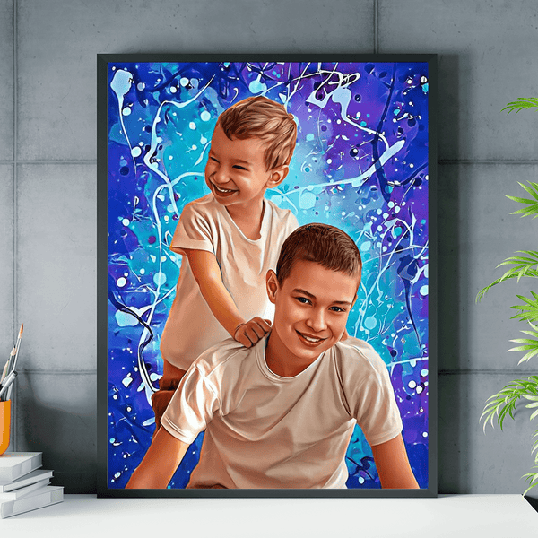 Porträt der Brüder - Poster, personalisiertes Geschenk für Bruder - Adamell.de