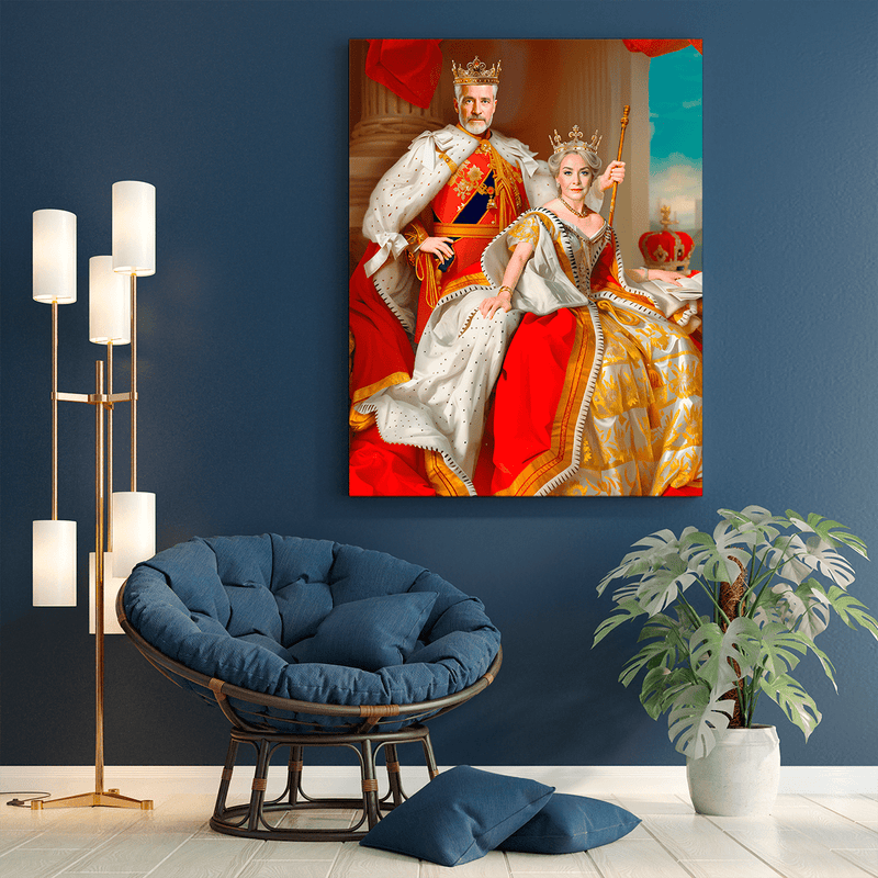 Porträt des Königs mit der Königin - Druck auf Leinwand, personalisiertes Geschenk für Großeltern - Adamell.de