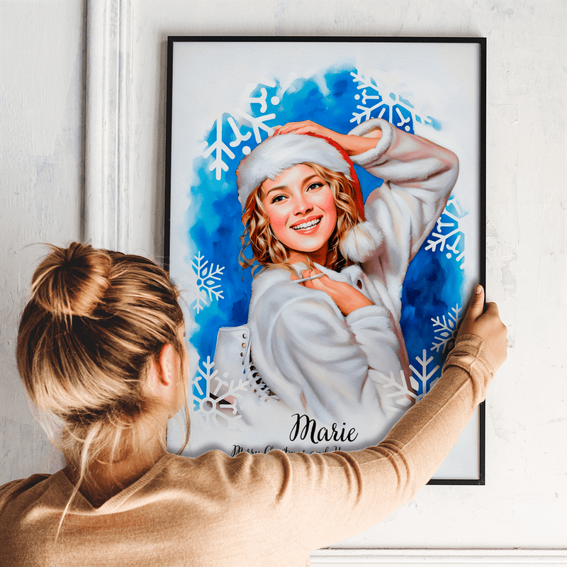 Porträt einer Frau im Weihnachtsstil - Poster, personalisiertes Geschenk für Frau - Adamell.de