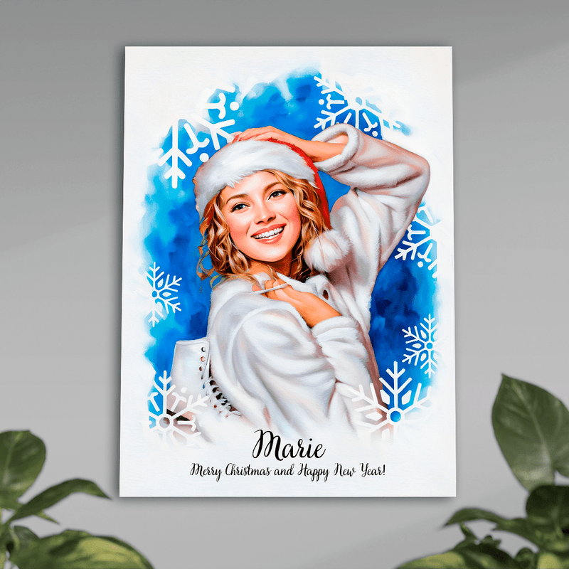 Porträt einer Frau im Weihnachtsstil - Poster, personalisiertes Geschenk für Frau - Adamell.de