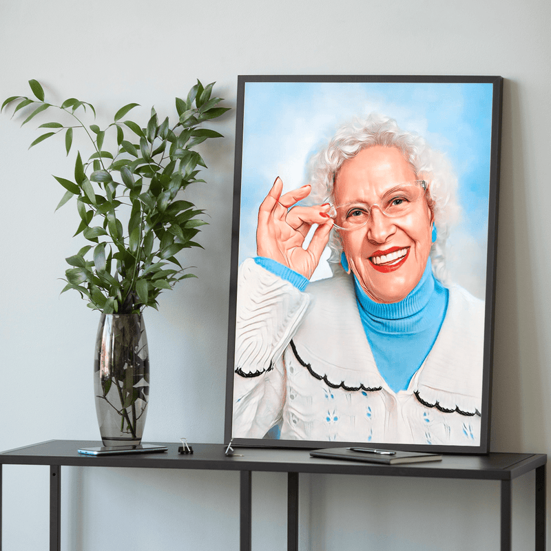 Porträt einer geliebten Oma - Poster, personalisiertes Geschenk für Oma - Adamell.de