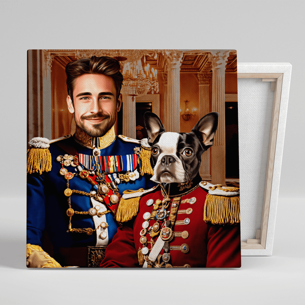 Porträt eines Generals mit Hund - Druck auf Leinwand, personalisiertes Geschenk - Adamell.de