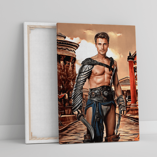 Porträt eines Gladiators - Druck auf Leinwand, personalisiertes Geschenk für Mann - Adamell.de