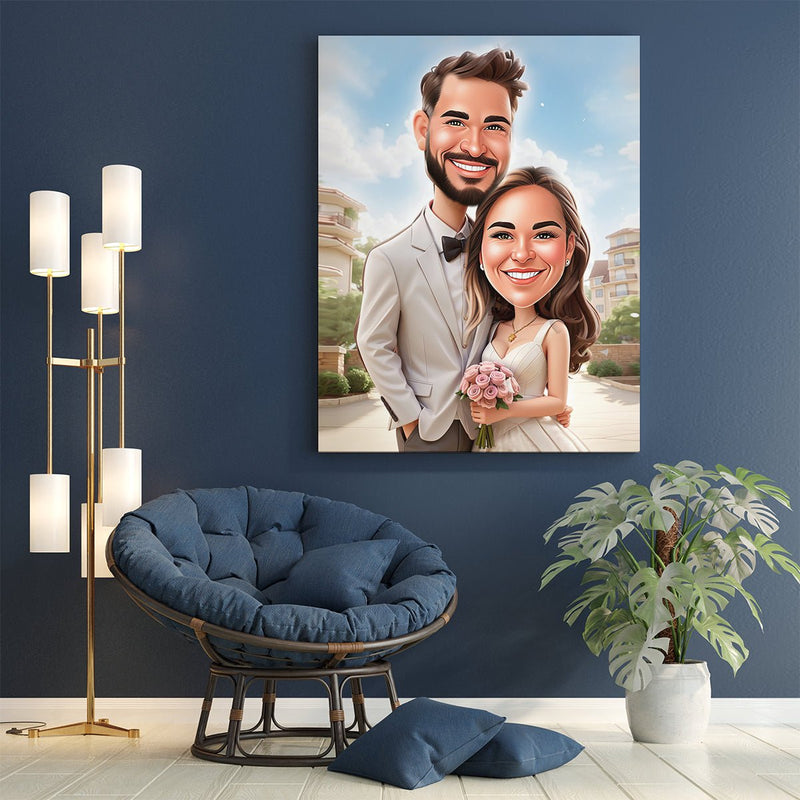 Porträt Illustration - Druck auf Leinwand, personalisiertes Geschenk für Paar - Adamell.de