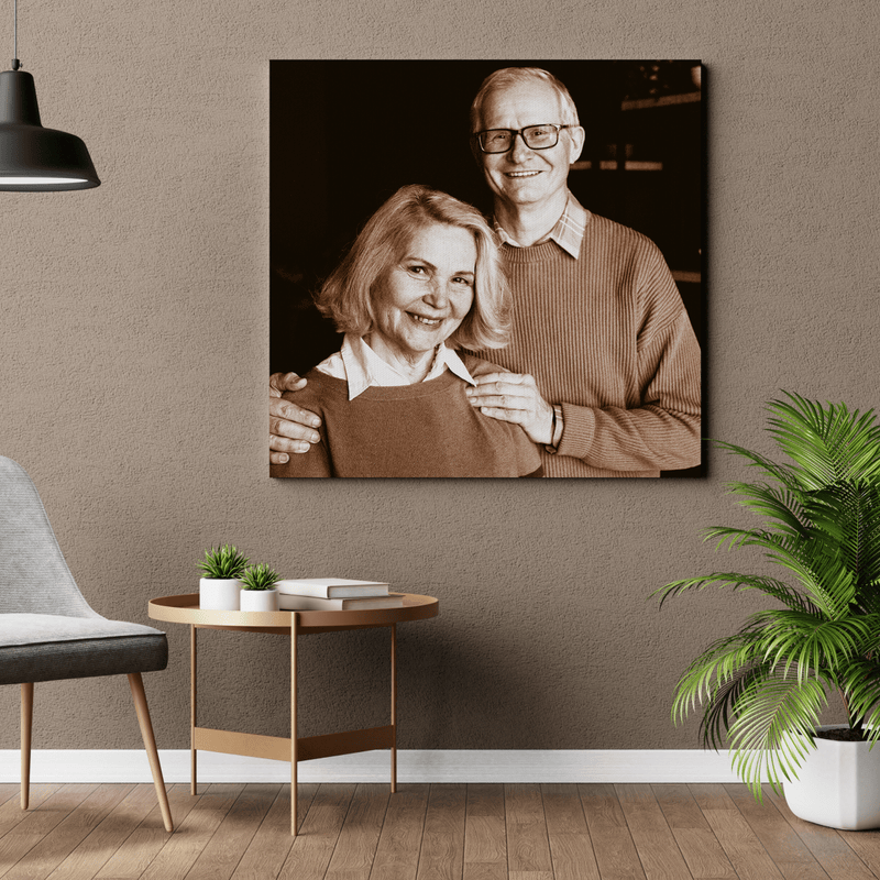 Porträt im Retro Stil - Druck auf Leinwand, personalisiertes Geschenk für Paar - Adamell.de