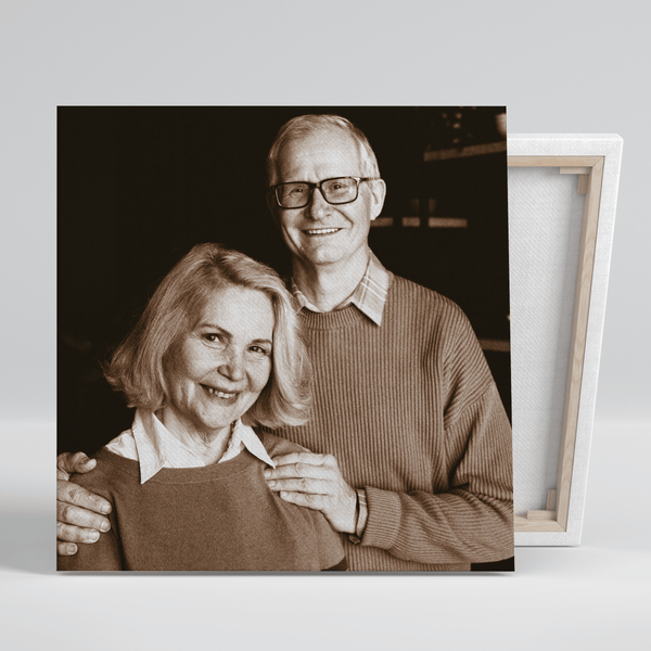 Porträt im Retro Stil - Druck auf Leinwand, personalisiertes Geschenk für Paar - Adamell.de