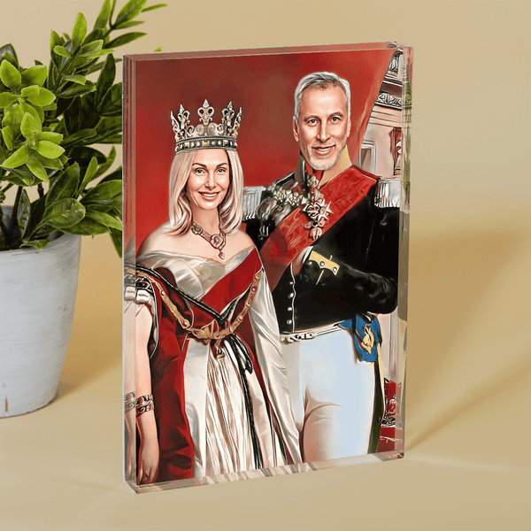 Porträt Paares im königlichen Stil - Druck auf Glas, personalisiertes Geschenk für Paar - Adamell.de