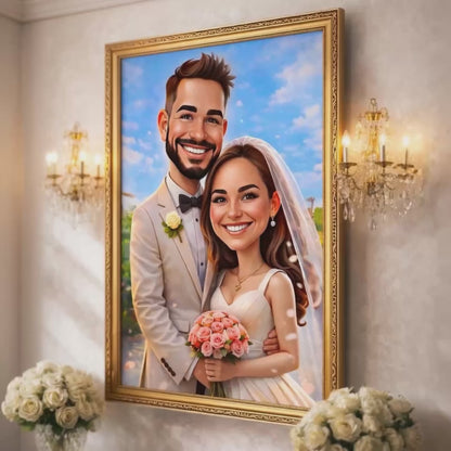 Porträt Illustration - Druck auf Leinwand, personalisiertes Geschenk für Paar
