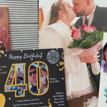 Wünsche zum 40. Geburtstag - Druck auf Leinwand, personalisiertes Geschenk