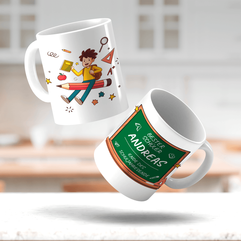 Primus des Jahres - 1x bedruckte Tasse, personalisiertes Geschenk für Schüler - Adamell.de