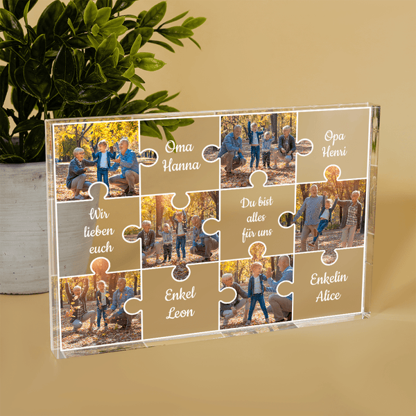 Puzzle Collage - Druck auf Glas, personalisiertes Geschenk für Großeltern - Adamell.de