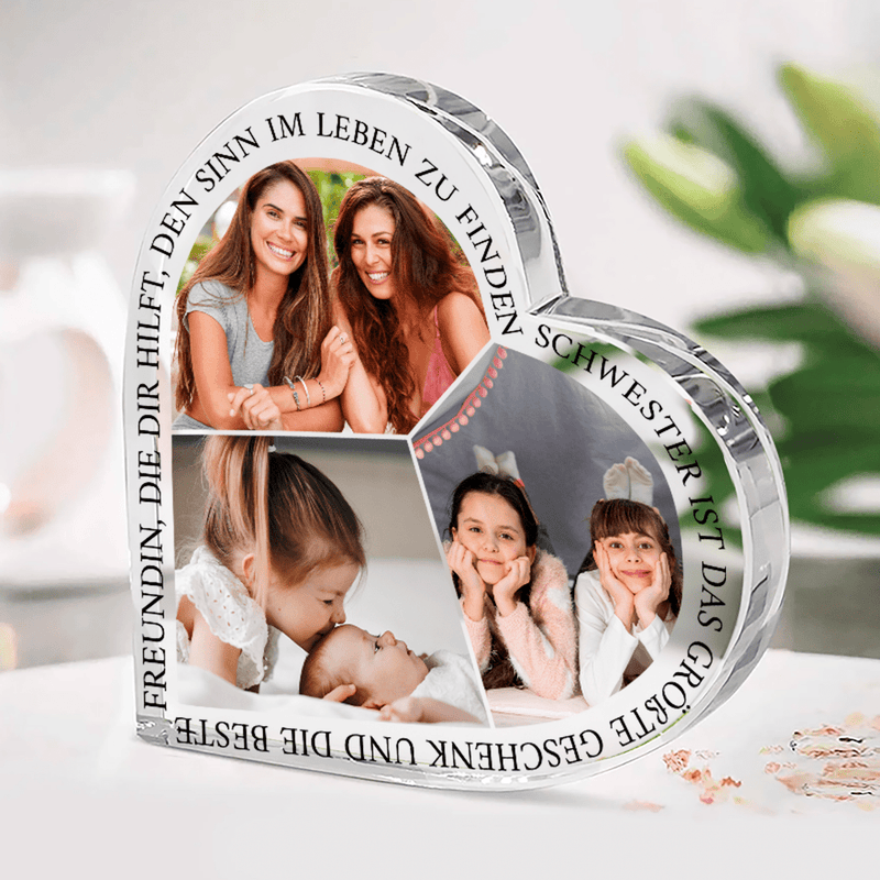 Puzzle-Collage - Herz aus Glas, personalisiertes Geschenk für Schwester - Adamell.de