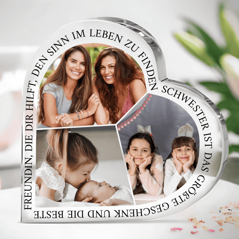 Puzzle-Collage - Herz aus Glas, personalisiertes Geschenk für Schwester - Adamell.de