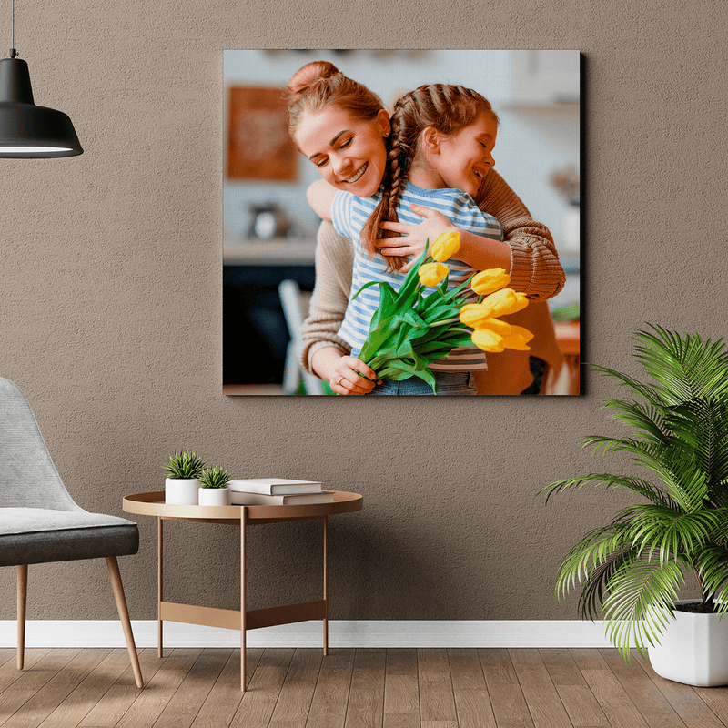 Quadratisches Foto mit Tante - Druck auf Leinwand, personalisiertes Geschenk für Tante - Adamell.de