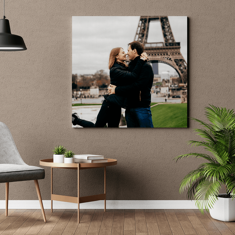 Quadratisches Foto von Verliebten - Druck auf Leinwand, personalisiertes Geschenk für Paar - Adamell.de