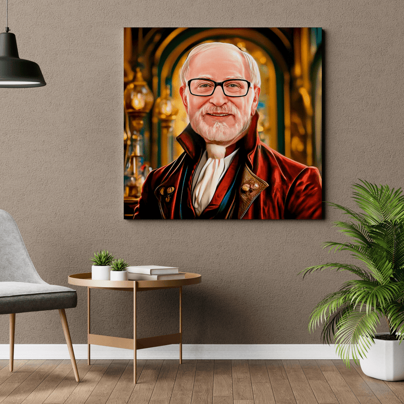 Quadratisches Porträt Aristokraten - Druck auf Leinwand, personalisiertes Geschenk für Mann - Adamell.de