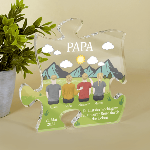 Reise durch das Leben Clipart - Druck auf Glas - das Puzzle, personalisiertes Geschenk für Papa - Adamell.de