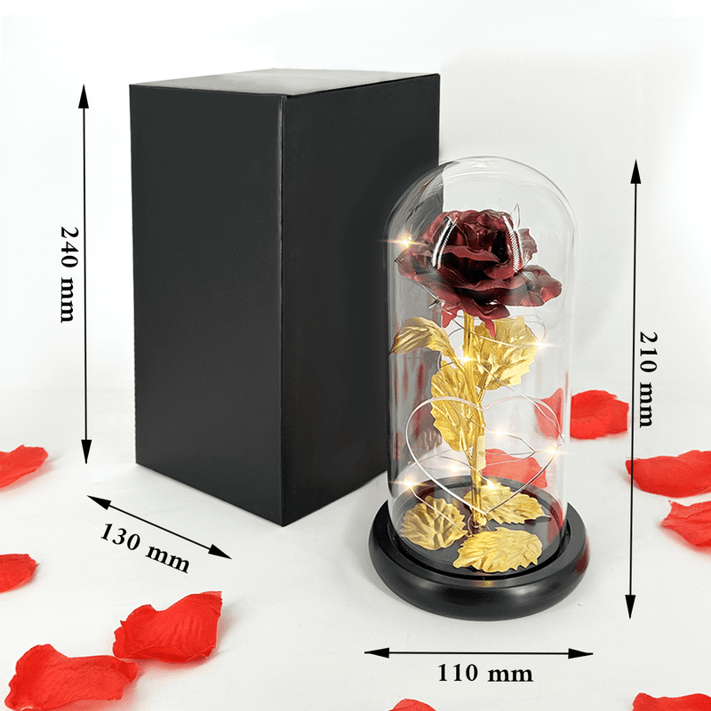 Rote LED Rose im Glas + personalisiertes Herz mit Inschrift MAMA - Adamell.de