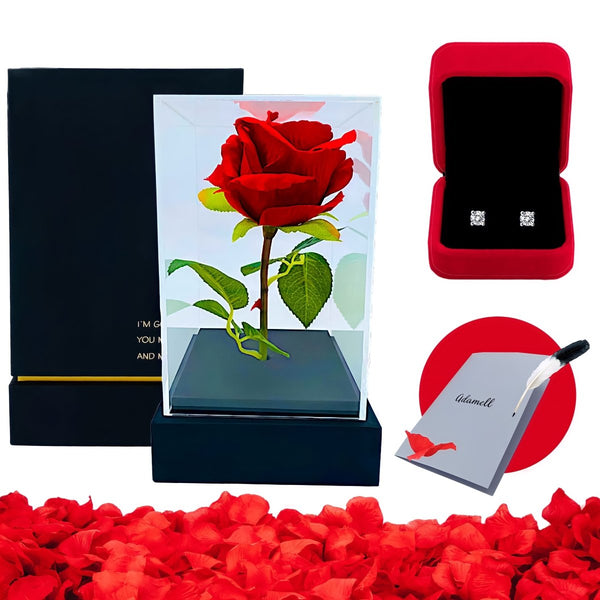 Rote Rose in einer Kuppel + Kostenlose Geschenke enthalten - Adamell.de