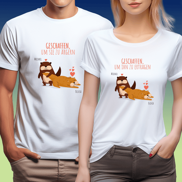 Satz von 2 T - Shirts BIBER - personalisiertes Geschenk für Paar - Adamell.de