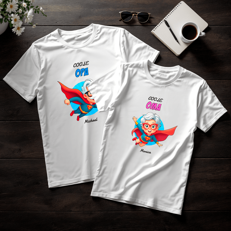 Satz von 2 T-Shirts COOLE GROSSELTERN - personalisiertes Geschenk für Großeltern - Adamell.de