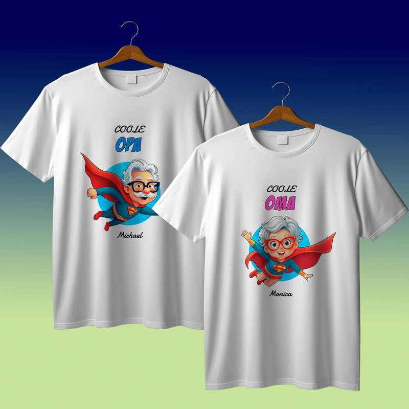 Satz von 2 T-Shirts COOLE GROSSELTERN - personalisiertes Geschenk für Großeltern - Adamell.de