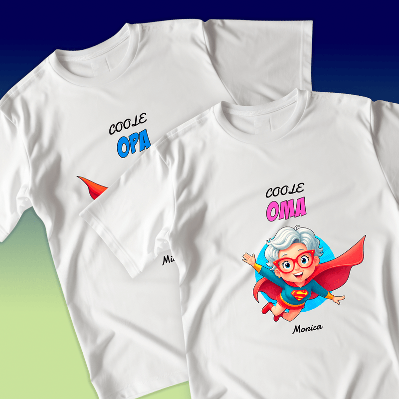 Satz von 2 T-Shirts COOLE GROSSELTERN - personalisiertes Geschenk für Großeltern - Adamell.de