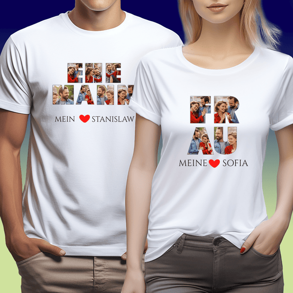 Satz von 2 T - Shirts EHEMANN & EHEFRAU - personalisiertes Geschenk für Paar - Adamell.de