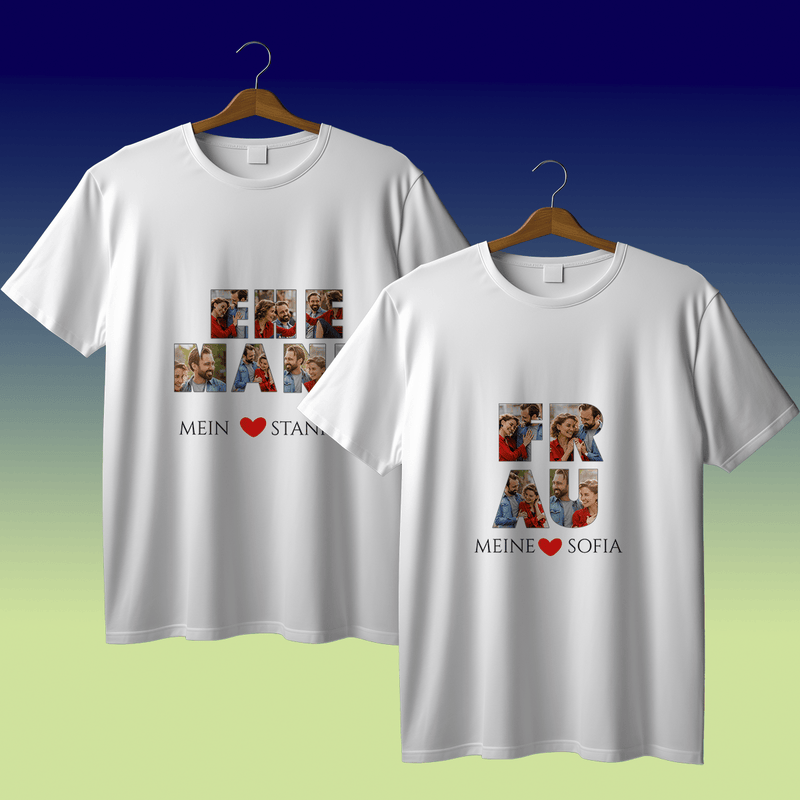 Satz von 2 T - Shirts EHEMANN & EHEFRAU - personalisiertes Geschenk für Paar - Adamell.de