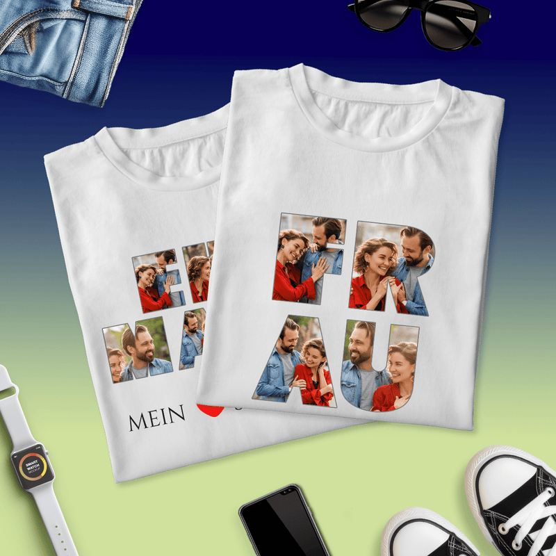 Satz von 2 T - Shirts EHEMANN & EHEFRAU - personalisiertes Geschenk für Paar - Adamell.de