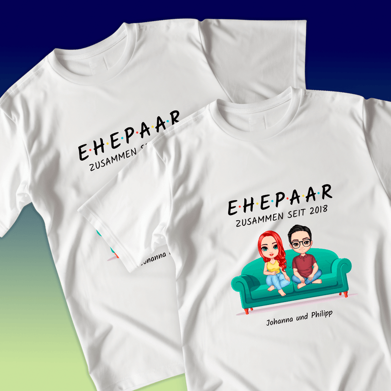 Satz von 2 T-Shirts EHEPAAR - personalisiertes Geschenk für Paar - Adamell.de