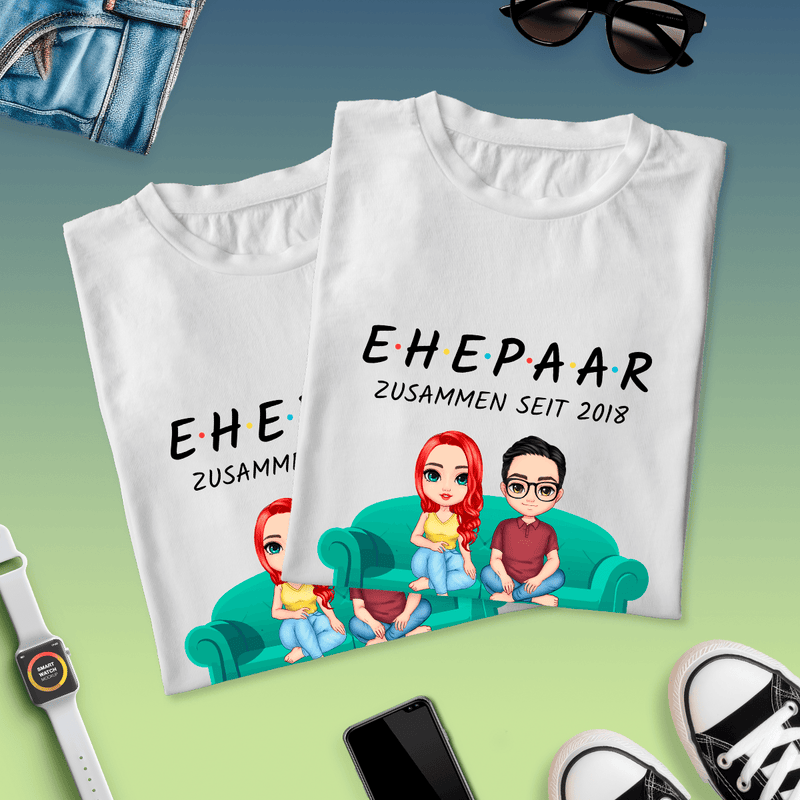 Satz von 2 T-Shirts EHEPAAR - personalisiertes Geschenk für Paar - Adamell.de