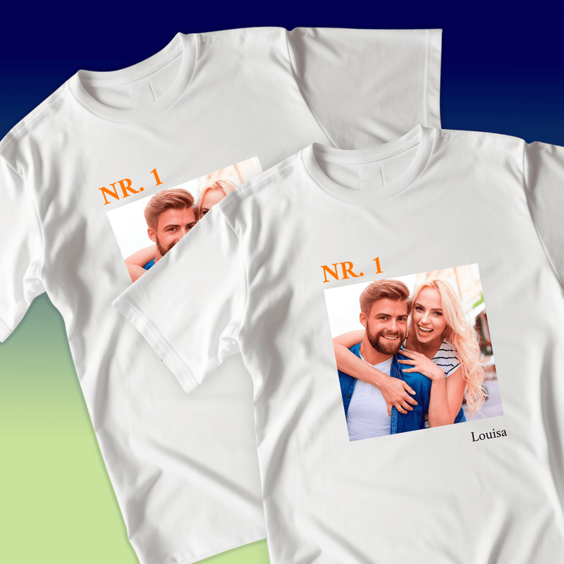 Satz von 2 T-Shirts NUMMER 1 - personalisiertes Geschenk für Paar - Adamell.de