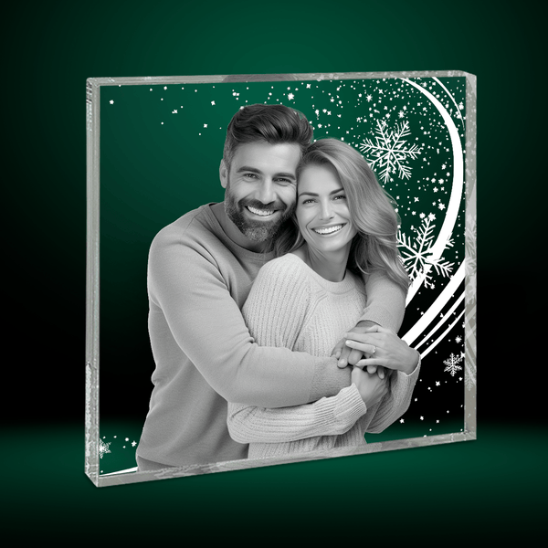 Schwarz - Weiß Foto eines Paares - Druck auf quadratischem Glas, personalisiertes Geschenk für Ehefrau - Adamell.de